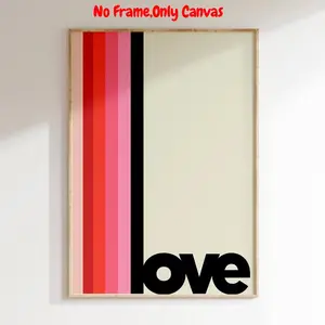 Love Pattern Unframed Painting, 1 Count Modern Artistic Wall Art Canvas Printing Artwork, Wall Decor for Home Living Room Bedroom Office, Ornaments