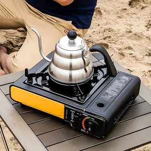 Burner Butane Stove, Portable Camping Stove With Push-Button Starter, Includes Precise Temperature Control & For Camping, Tailgating, & More(No Gas Tank)