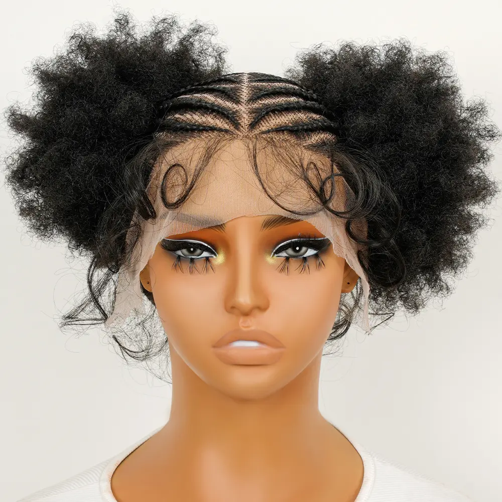 Supernova Afro Ponytail Synthetic Hair Full Lace Box Braids Wig For Kids-Like Adult #SummerVibes