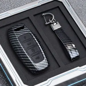Abs Carbon Fiber Style Car Key Case Shell, Compatible with Great Wall Haval H6 H7 H4 H9 F5 F7 H2s, Key Protector Stand Accessory