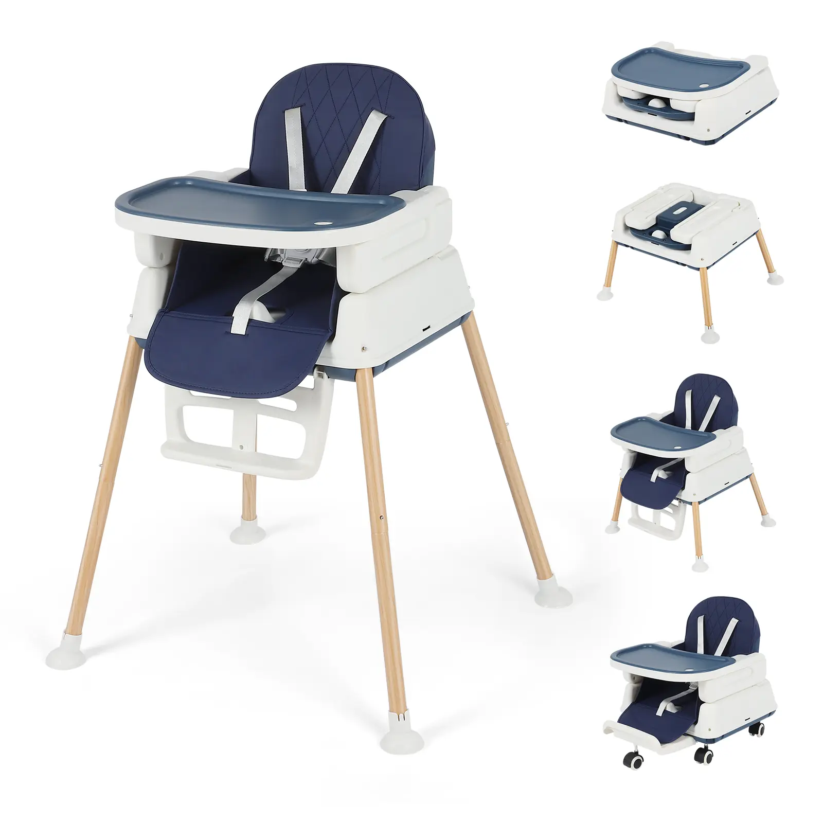 3 in 1 Baby High Chair,Portable Baby Highchair for Months Infants and Toddlers with 5 Point Harness Convertible Comfortable Seat for Cozy Eating Table Sit Up High Chair and Seats for Sitting Up Back Booster Feeding Chairs