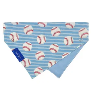 Baseball Dog Collar Bandana, Reversible and Two-Tone