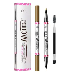 Eyebrow Pencil for Women, 2-in-1 Microblading EyebrowPen with 2-Claw Ultra-Fine Tip, Waterproof Long-LastingBrow Pencil, Hair-Like Strokes for Natural Fuller Brows withBrow Brush,Brown