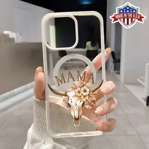 Magnetic Case for iPhone 15 Pro 16 16e 14 Plus 13 12 Mini 11 Promax X XS Max XR XSMax Floral Cowgirl Pattern Acrylic Back TPU Edges Anti-Fingerprint Ultra Slim Hard Cover Gift for Boy