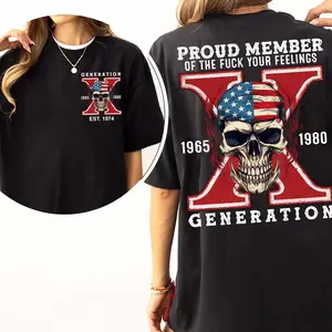 [100% Cotton] Gen X Skull, Gen X Raised On Hose Water And Neglect T-Shirt, Vintage Inspired Shirt Casual Menswear Classic Cotton