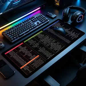 Office Shortcut Keys Reference Large Gaming Mouse Pad, Extended XXL Desk Mat with Stitched Edge & Non-Slip Rubber Base, Ideal for Gamers, Office Workers and Productivity Lovers, Perfect for Gaming Rooms, Home Offices & Workstations