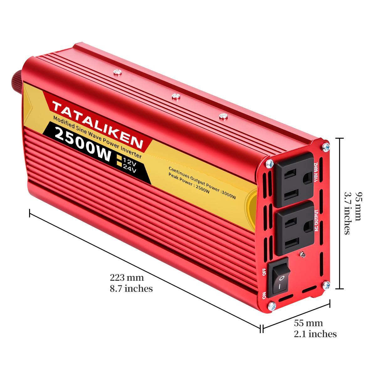 A must-have for camping! Modified sine wave inverter 2500W, DC 24V to AC 110V, mobile phone/computer/car refrigerator at any time, say goodbye to the anxiety of power outage, overload protection, and more assured to use electricity