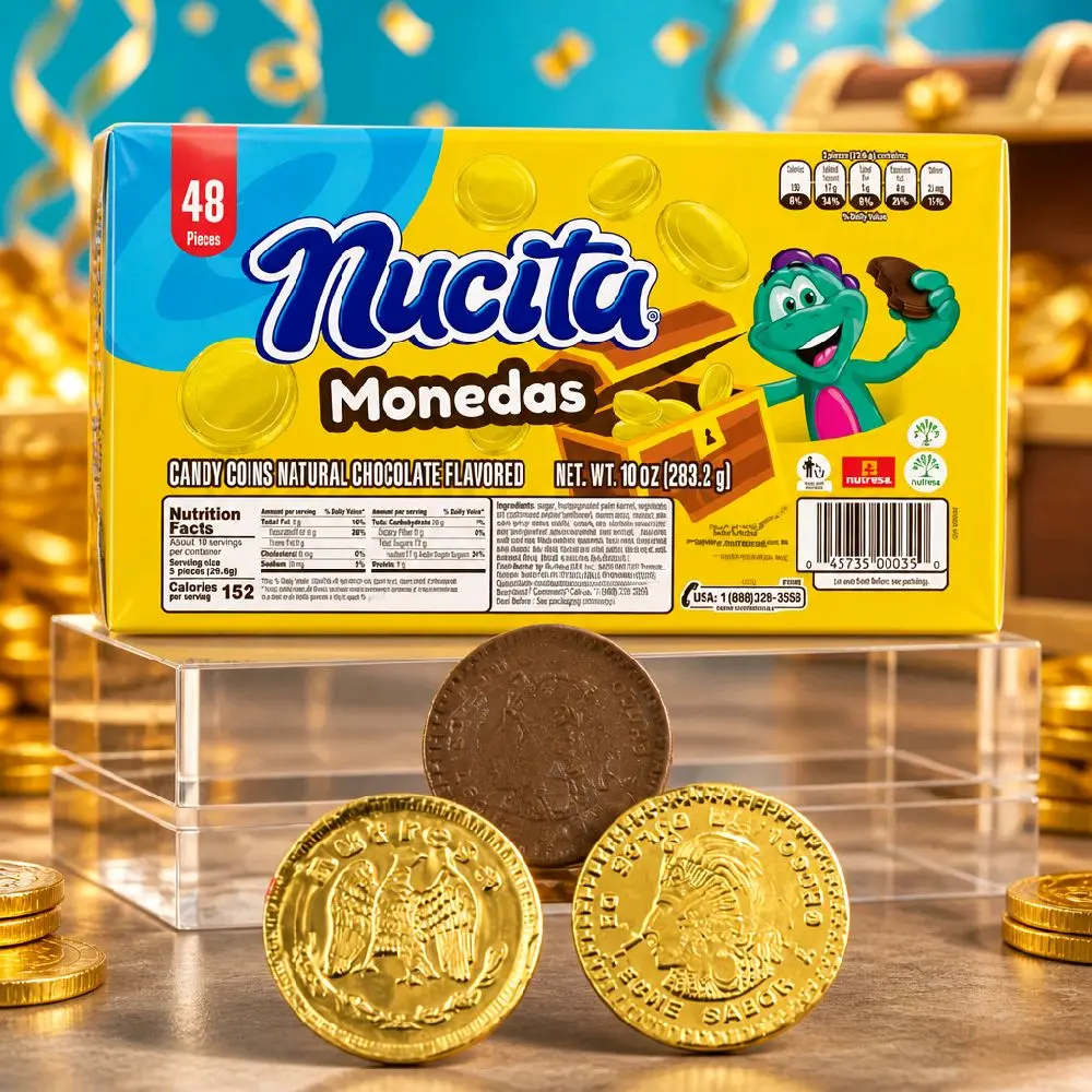 Bandeja De Monedas De Chocolate Nucita.Nucita Chocolate Gold Coins Tray, 48 Count, 10 oz