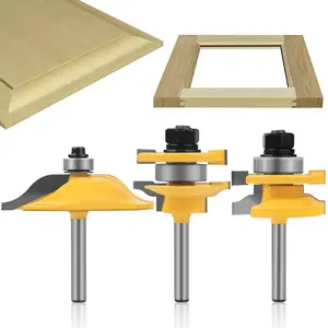 Raised Panel Router Bits Set with 3 count 1/4" Shank Router Bits, Includes Tongue and Groove Bits, Ideal for Woodworking Tools
