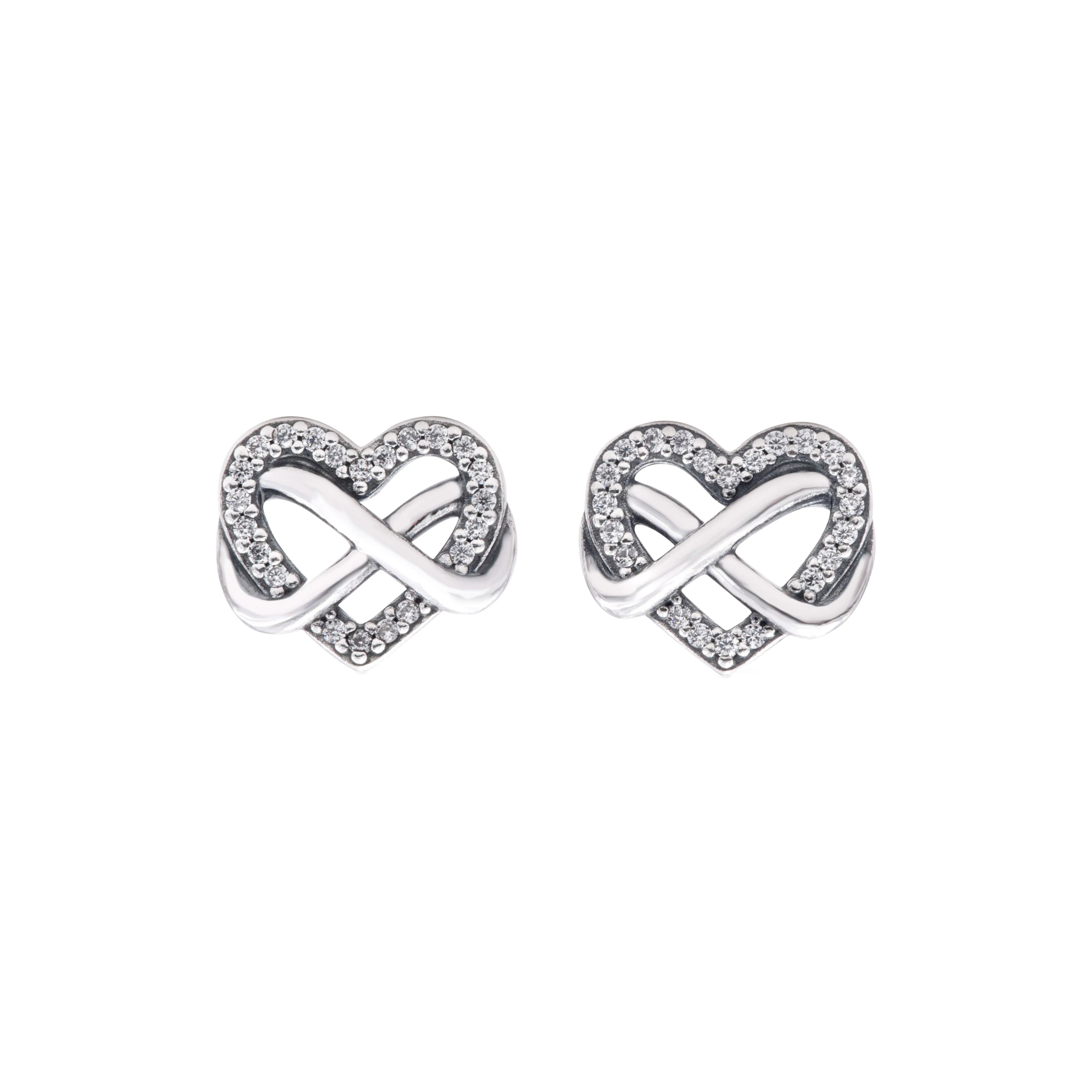 Pandora Sparkling Infinity Heart Stud Earrings 292667C01, Heart Shaped Earrings, Jewelry Earrings