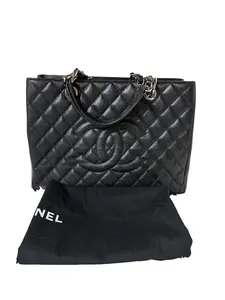 Pre-owned CHANEL Leather Tote Bags Grand Shopping Tote Black Caviar