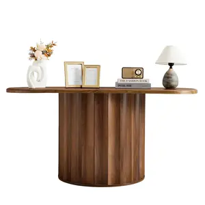 Giratree 59'' Fluted Console Table for Entryway, Narrow Wooden Sofa Tables Behind Couch, Modern Entryway Table with Storage Curved Accent Table for Hallway, Living Room, Entrance, Foyer