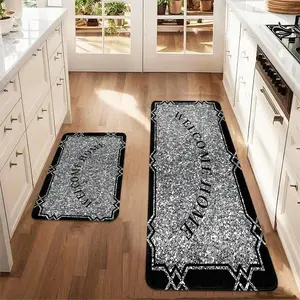 Glitter Diamond Pattern Kitchen Rugs, Non-slip Kitchen Mat, Decorative Floor Mat for Home Kitchen Living Room Bedroom Hotel, Geometric Pattern Rug, Kitchen Area Rug, Kitchen Rugs Sets