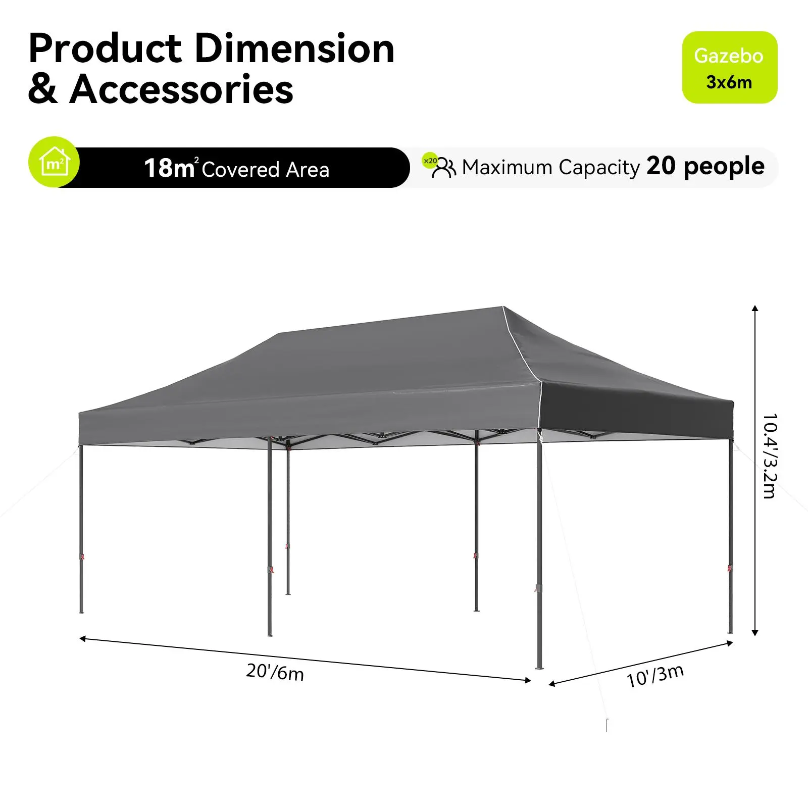 10x20 Without Sidewalls/Gray