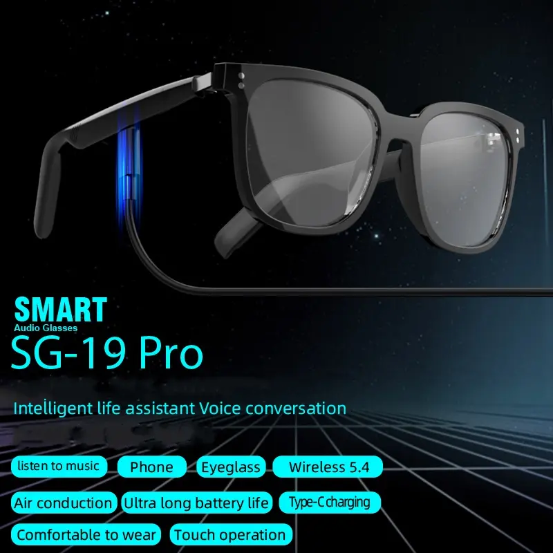 Intelligent Fashion Glasses, AI Infinite Headphones, Listening To Music, Making Calls, Guiding Air Conduction, Outdoor Sports, Office Assistant, Touch Operation, Long-lasting Battery, For Men And Women.