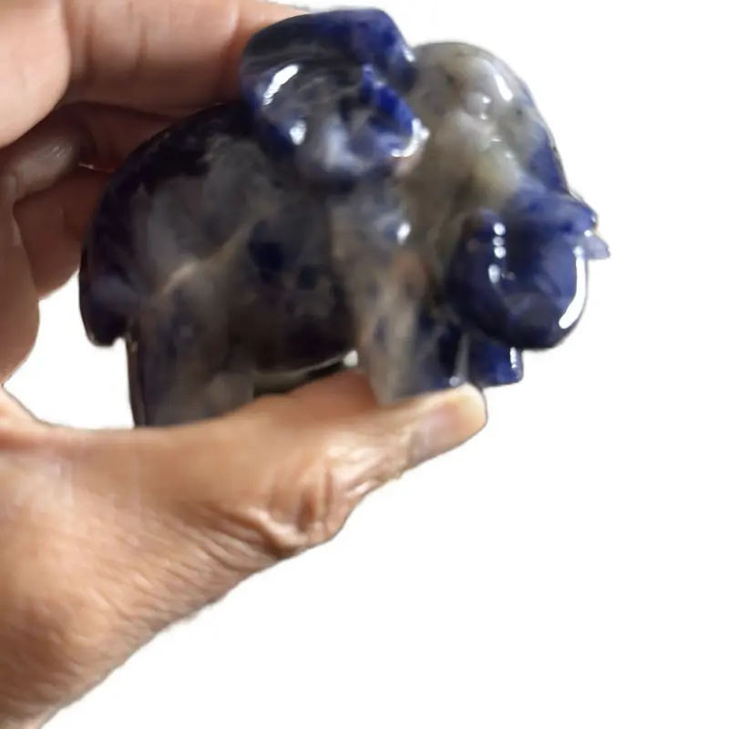 Sodalite Elephant Crystal - Beautiful Natural Sodalite Elephant Design for Jewelry & Decor - Unique & Versatile Earth Element Accessory - Natural Elegant Appearance Home Decorative