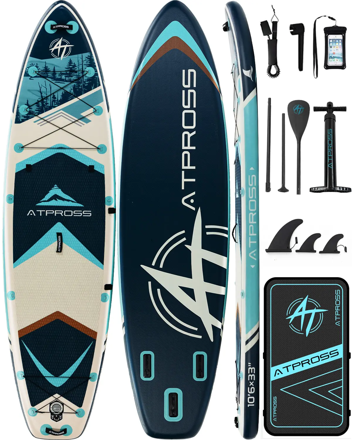 10'6''x33'' Inflatable Stand Up Paddle Board, 400lbs Extra Wide Stand Up Paddleboard with Anti-Slip EVA Deck, Premium SUP Accessories Kit, Non-Slip Stable Deck Boat for Yoga Fishing Surf