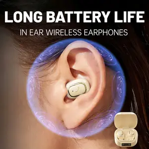 Electronic Mini Invisible Headphones with Ultra-Long Battery Life, High-Fidelity Sound, Stable Clear Calls, Touch Operation, Noise Blocking, Waterproof, Type-C Jack, Suitable for Sports, Office Use, Tablet Compatibility