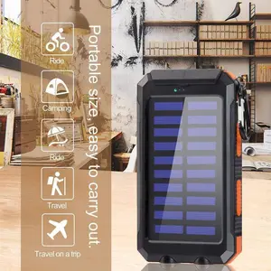 Boyuevi 10000mAh Solar Power Bank Compatible for Iphone/Android 12W Portable Charger Power Bank with 2 SOS Flashlight Battery Pack for Outdoor Camping Hiking