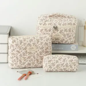 Floral Pattern Makeup Bag Set, 3 Counts/set Large Capacity Travel Cosmetic Storage Bag, Compact Zipper Makeup Organizer Pouch, Multifunctional Toiletry Bag, Versatile Storage Bag for Travel, Gym, Office, Home, Compact