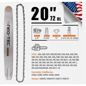 20'' Chainsaw Guide Bar 3/8" 0.050" 72DL Chain For STIHL MS311 MS391 MS361 MS362