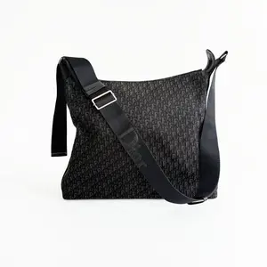 Pre-owned Dior Oblique Messenger Bag Large Black Monogram Canvas CL001