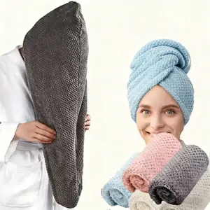 2-Pack Microfiber Hair Towel Wraps for Women |   Super Absorbent Quick Dry Anti-Frizz Turbans with Button |   Large Size for All Hair Types