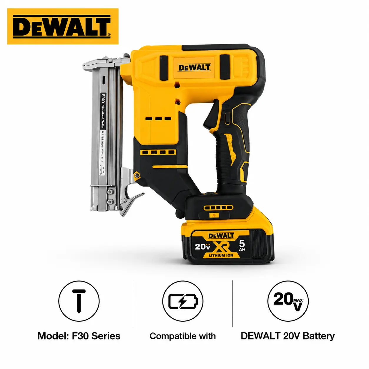 DEWALT F30 Cordless Brad Nailer-Stapler, 18GA Brad Nails & Staples Included, Depth Adjustment, Quick Jam Release, For Woodworking & Home Improvement Projects impact