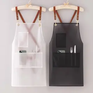 Kitchen Apron for Women Clear Waterproof Aprons with Pockets Cross Back Apron Adjustable Cooking Aprons for Dishwashing