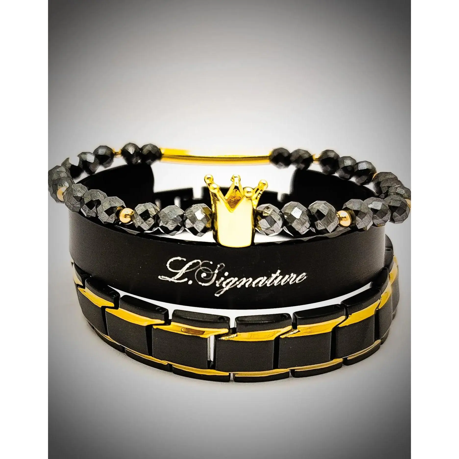 Men's Black Diamond Bracelet Set
