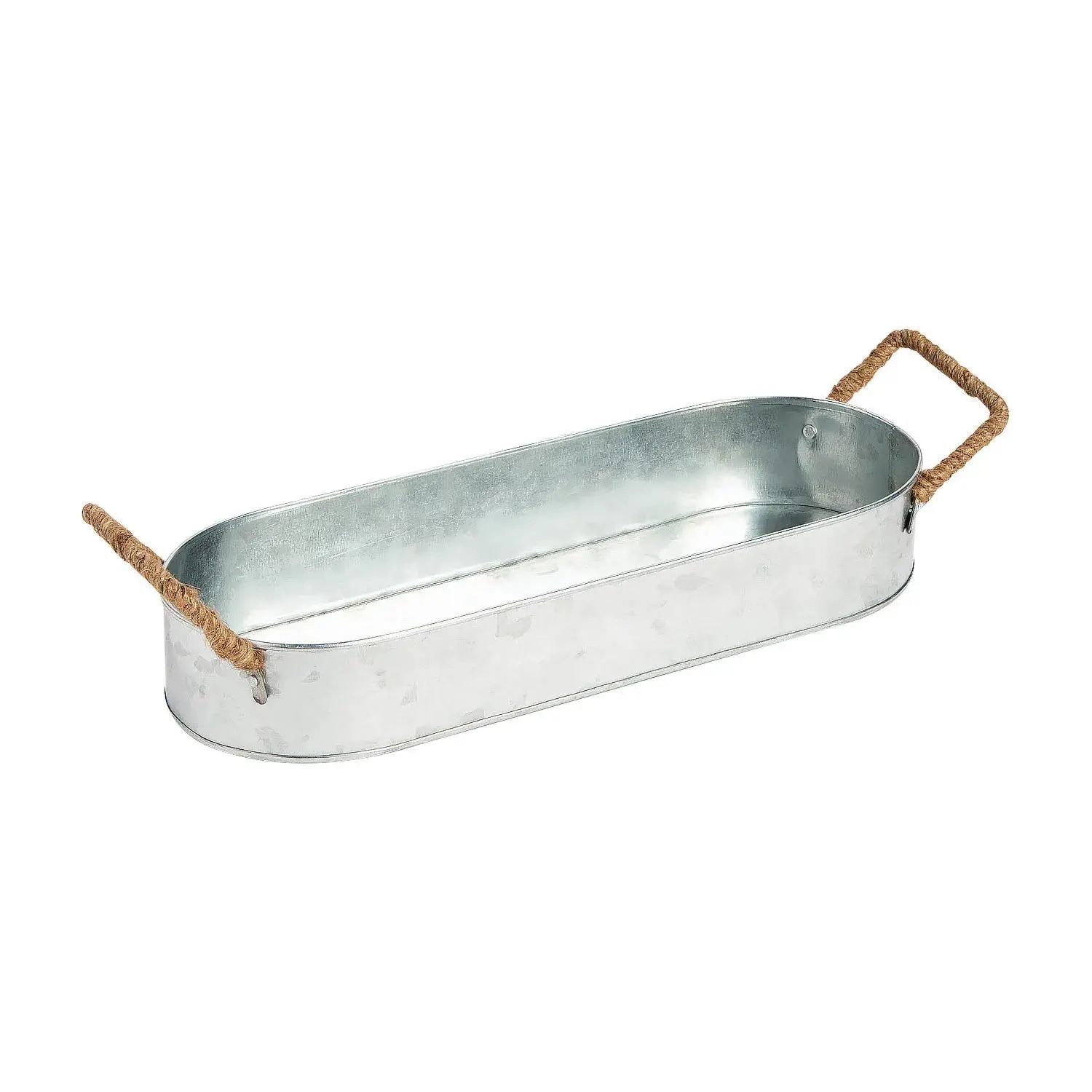 Rustic Galvanized Metal Tray with Handles - Kitchenware Accessory for Serving, Adding to Centerpieces