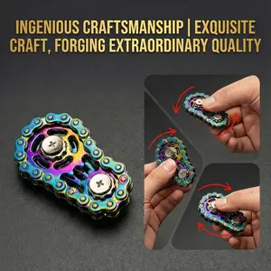 Bicycle Chain Fidget Spinner, Silent Cnc Stainless Steel Gear Desktop Toy, Adult Stress Relief & Focus Tool, Office Steam Punk Decor