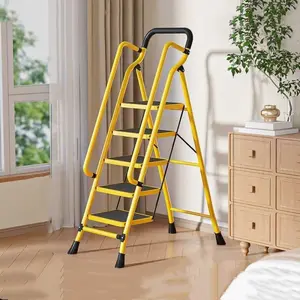 [Bellemave] 4-5 Step Ladder with Handrails, Folding Step Stool with Anti-Slip Wide Pedals