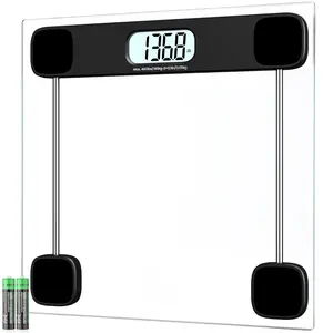 Bathroom Scale for Body Weight, Highly Accurate Digital Weighing Scale with Large LCD Display, Transparent and Slim Tempered Glass, 400 lbs, Black