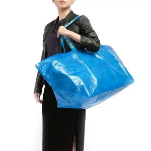 3 PC NEW IKEA Large Reusable shopping Bag Laundry Tote Grocery Storage -FRAKTA 19 Gallon Blue Bags