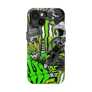 Monster Energy Motorsports Phone Case, Tough 2 Piece Racing Fan Protective Cover, Compatible with iPhone 11-17 Pro Max/Plus and Samsung Galaxy S23-25