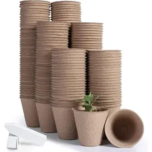 200-Pack 3.15 Inch Peat Pots for Seedling with 200 count  Labels,Outdoor Garden Germination  Pots,Biodegradable Seed Starter Pots Kits