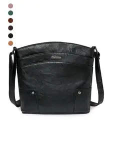 Vintage Casual PU Bucket Bag, Large Capacity Crossbody Backpack, Waterproof Multi-Pocket Shoulder Bag, Durable Business Commuter Bag
