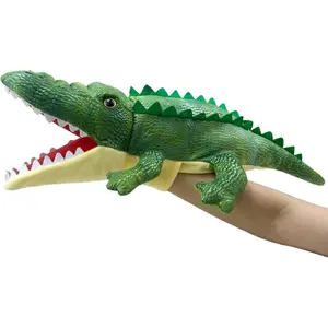 Soft Stuffed Crocodile Hand Puppet with Movable Mouth for Kids Role Play Story Animal Puppet