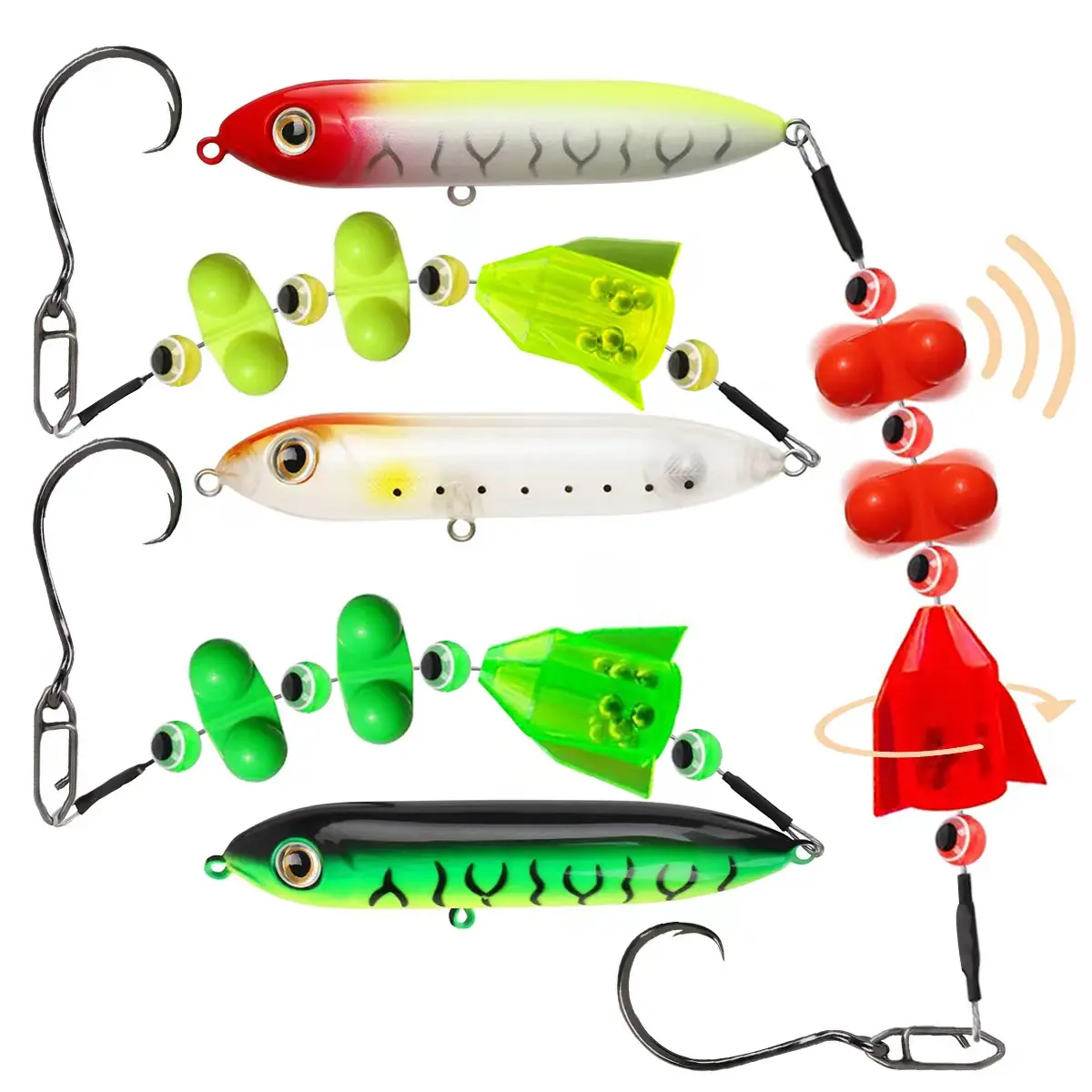 3PCS Catfish rig, Catfish Floats, Santee Cooper Dragging Rattler Rig, Chunky Catfishing Rigs for Lake River Ban