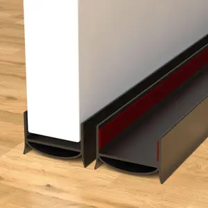 Door Draft Stopper,  Adhesive Door Sweep for Exterior and Interior Doors, 39" Length Cuttable Under Door Seal. (Black, 2 Pack)