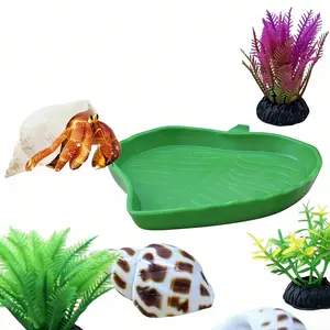 Hermit Crab Kit: Replacement Shells, Leaf Water Bowl, Faux Plants for Reptile Terrarium Decor, Pet-Safe & Durable