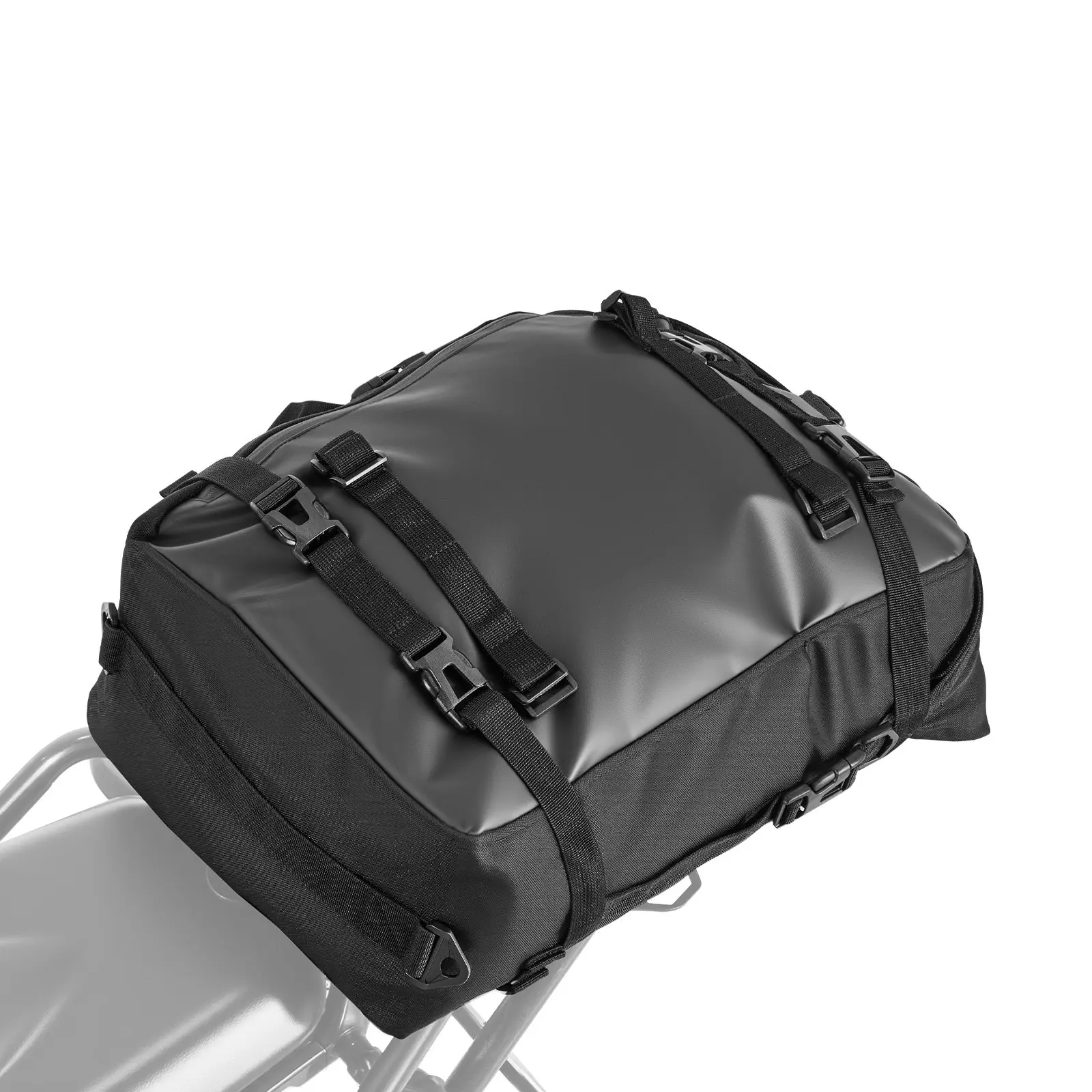 VEVOR 30L Waterproof Motorcycle Tail Bag with Rain Cover, Secure Buckles, Detachable Rear Mounting Strap, Universal Fit, Waterproof Fabric & Versatile Design, Outdoor Sports Motorbike Luggage, Black