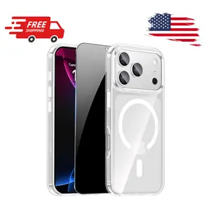 Magnetic iPhone 17 Pro Max Case Clear with Privacy Screen Protector Compatible with MagSafe