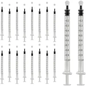 20Pack 1ml/cc Syringe for Liquid with Caps - Liquid Measuring Syringe - Syringes Tools for Scientific Labs, Feeding - Individually Sterile Sealed