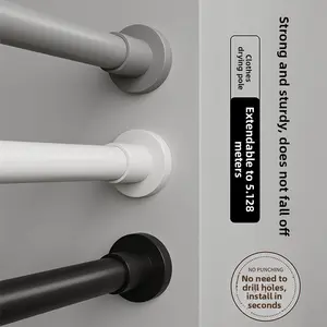 No Drill Stainless Steel Telescopic Rod, Heavy Duty Extendable Pole for Closet & Clothes Drying, Multi-Functional Metal Tension Rod, Adjustable Wardrobe Support Bar, Easy Install Home Organizer
