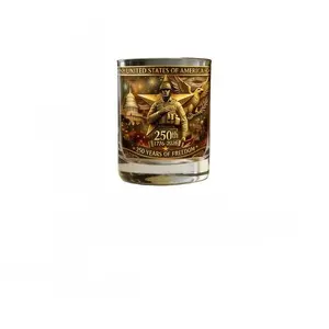 American Soldier Commemorative Glass Wine Bottle & Cup Set, Eagle Relief Design, Home Whiskey Liquor Glass, Wine Glass