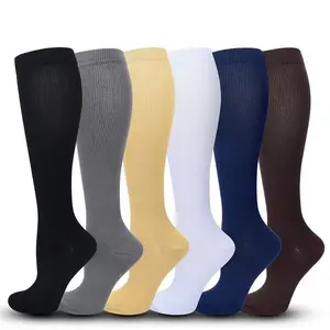 Solid color sports compression socks - anti - varicose compression socks, elastic running socks, suitable for nurses, with calf support