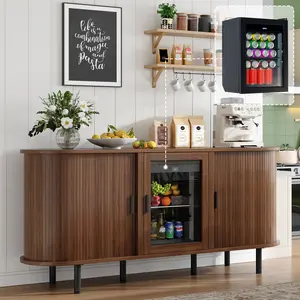 [Brandday][Memorialday] AMERLIFE 70" Coffee Bar Cabinet with Beverage Fridge (Included), Buffet Cabinet with Storage, Bar Cabinet with Fridge for Dining Room & Living Room