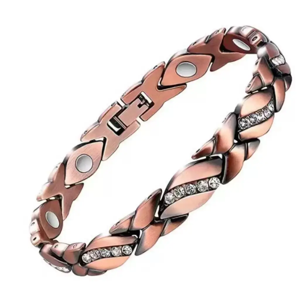Women's Fashion Copper Bracelet with Crystals, an Adjustable 3500 Gauss Magnetic Wearable for Arthritis Pain Relief, Magnetic Relief, Relieving Joint Pain